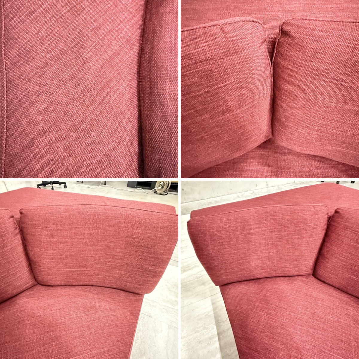 C04069 【直接引取可】 光製作所 HIKARI リーブル コーナーソファ RED レッド ローソファ 1人掛け 単品 布張り 美品（4/10）