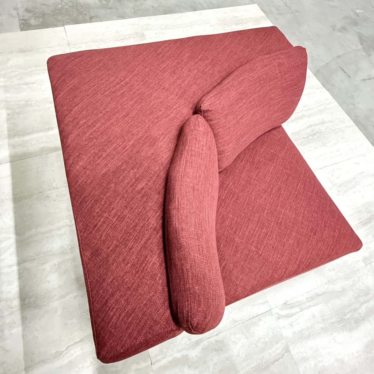 C04069 【直接引取可】 光製作所 HIKARI リーブル コーナーソファ RED レッド ローソファ 1人掛け 単品 布張り 美品（5/10）