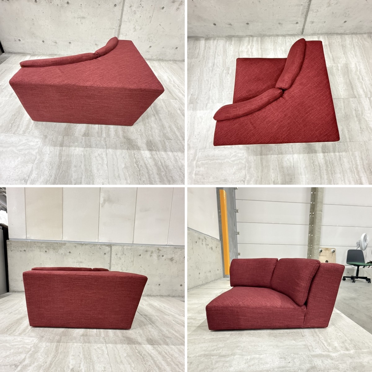 C04069 【直接引取可】 光製作所 HIKARI リーブル コーナーソファ RED レッド ローソファ 1人掛け 単品 布張り 美品（6/10）