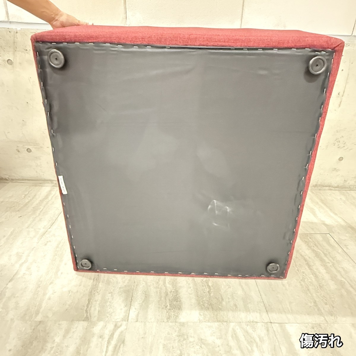C04069 【直接引取可】 光製作所 HIKARI リーブル コーナーソファ RED レッド ローソファ 1人掛け 単品 布張り 美品（7/10）
