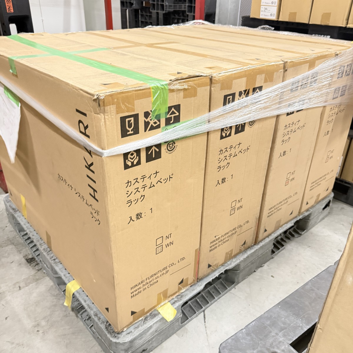C04074 【直接引取可】 未使用 光製作所 HIKARI カスティナ システムベッド用 収納ラック 本棚 シェルフ W1000 美品　木製（10/10）