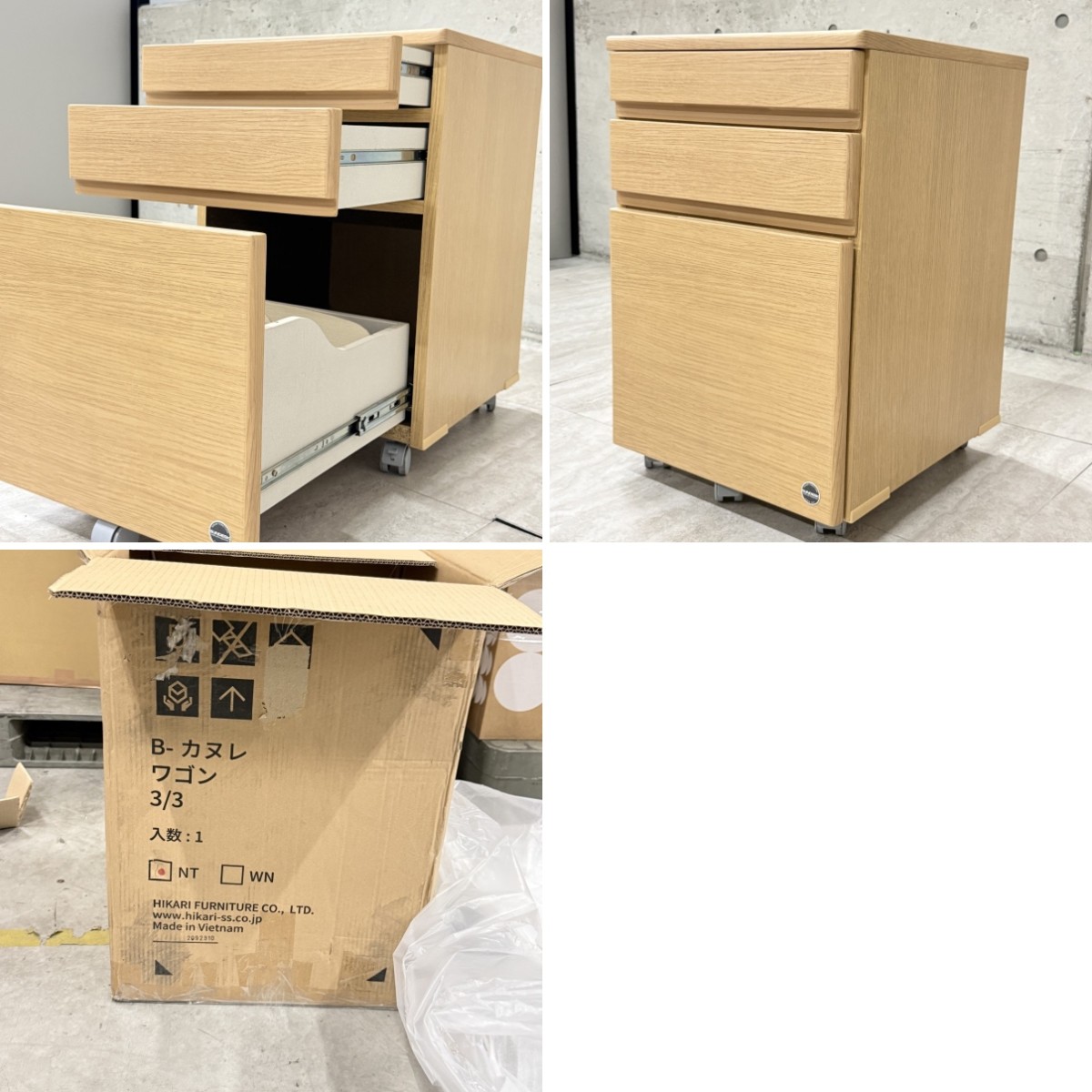 C04076 直接取引可 光製作所/ヒカリサンデスク ワゴン キャビネット 美品 展示 サイドテーブル 木製 収納 棚 チェスト 収納 机 北欧 モダン（10/10）