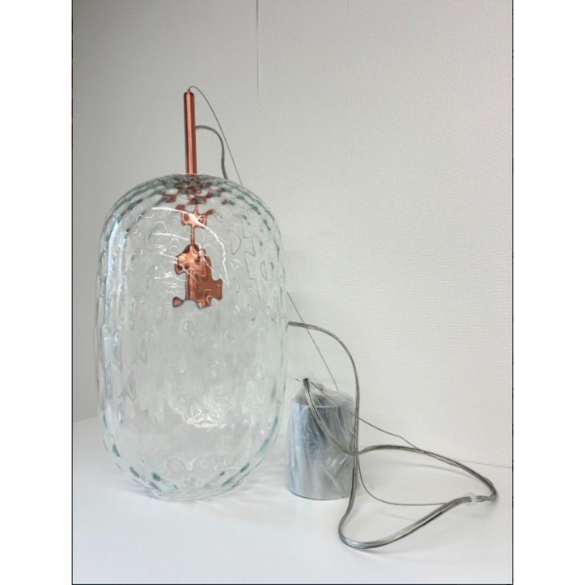 C04087 【直接引取可】ELUX エルックス CB4078 SYMPHONY シンフォニー ペンダントライト CRISBASS ガラス Clear Copper 廃番 定価11.8万（2/8）