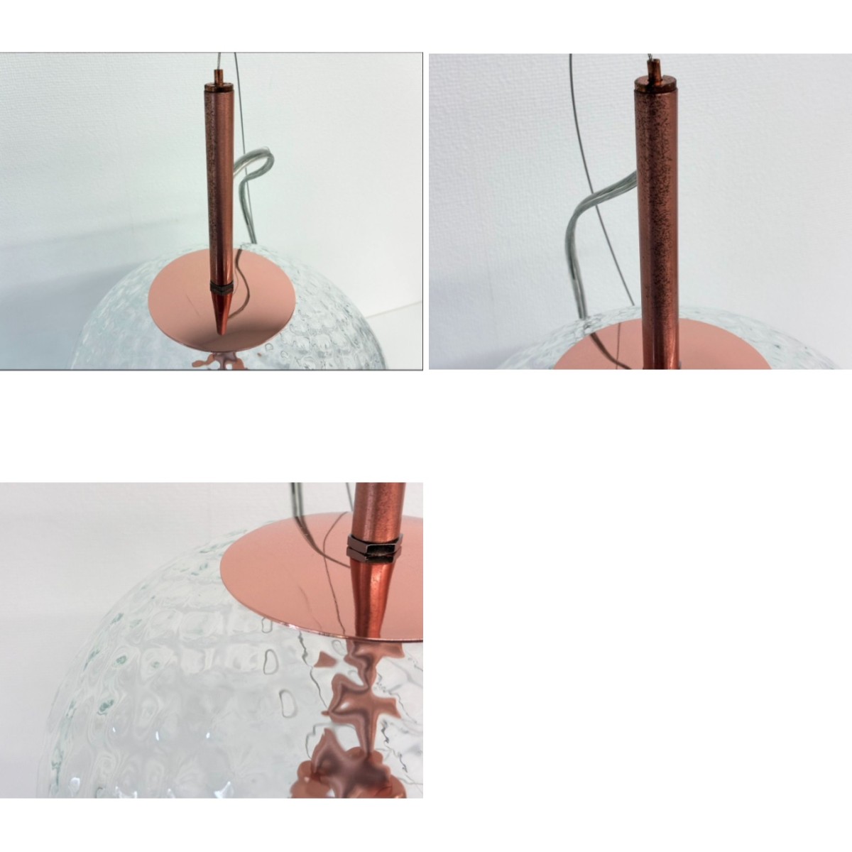 C04087 【直接引取可】ELUX エルックス CB4078 SYMPHONY シンフォニー ペンダントライト CRISBASS ガラス Clear Copper 廃番 定価11.8万（4/8）