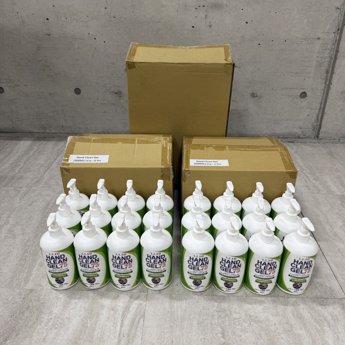 C04111【直接引取可】未使用 LLE+ ハンドクリーンジェル75 500mL×24本 アルコール75％ 業務用 手指洗浄 フィフティヴィジョナリー