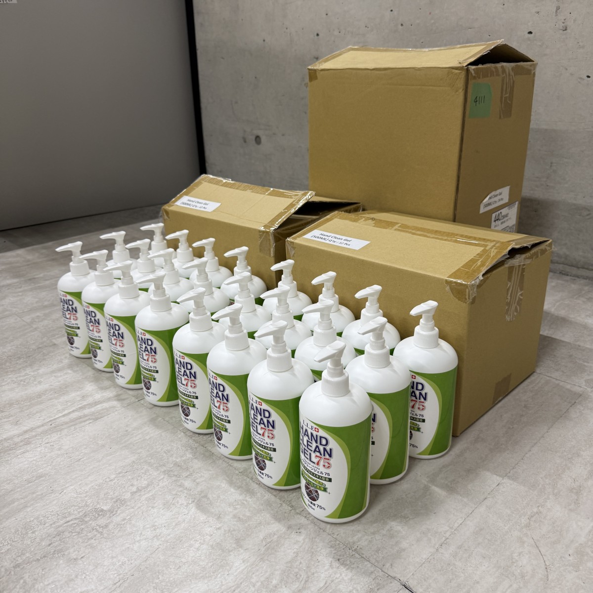 C04111【直接引取可】未使用 LLE+ ハンドクリーンジェル75 500mL×24本 アルコール75％ 業務用 手指洗浄 フィフティヴィジョナリー（3/8）