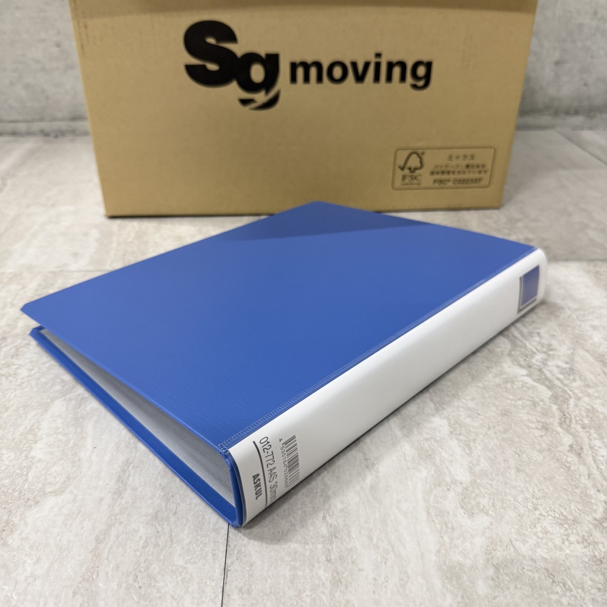 C04138【直接引取可】 ASKUL アスクル A4S パイプ式ファイル 30mm ブルー 2穴 書類整理 事務用品 12冊セット 美品（4/8）