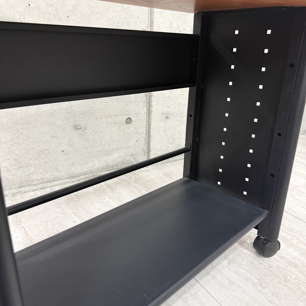 C04139【直接引取可】 LOAS ロアス RQX-301 PCワゴン CPUワゴン キャスター付 木製天板 パソコンラック オフィス家具　プリンター台（3/10）