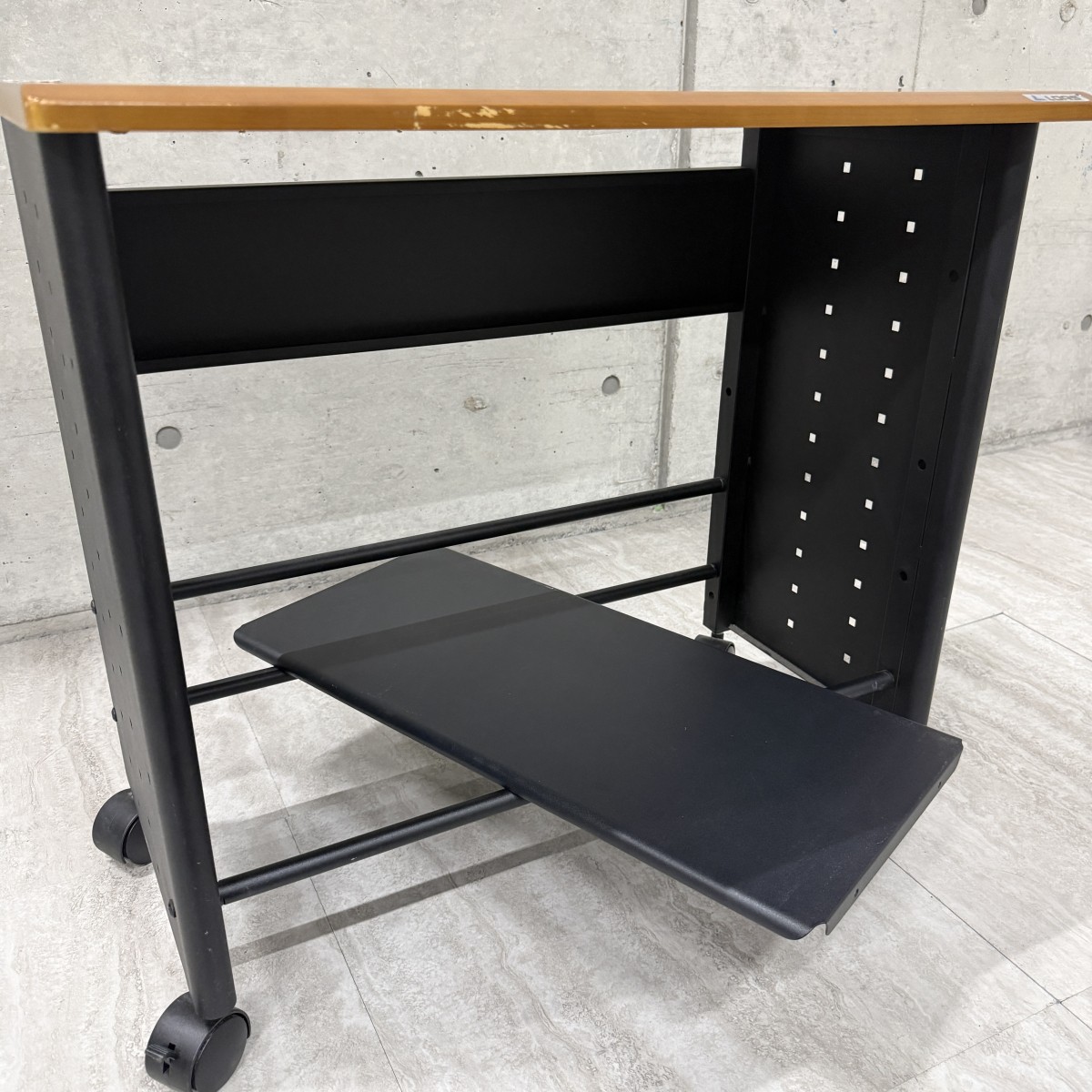 C04139【直接引取可】 LOAS ロアス RQX-301 PCワゴン CPUワゴン キャスター付 木製天板 パソコンラック オフィス家具　プリンター台（5/10）