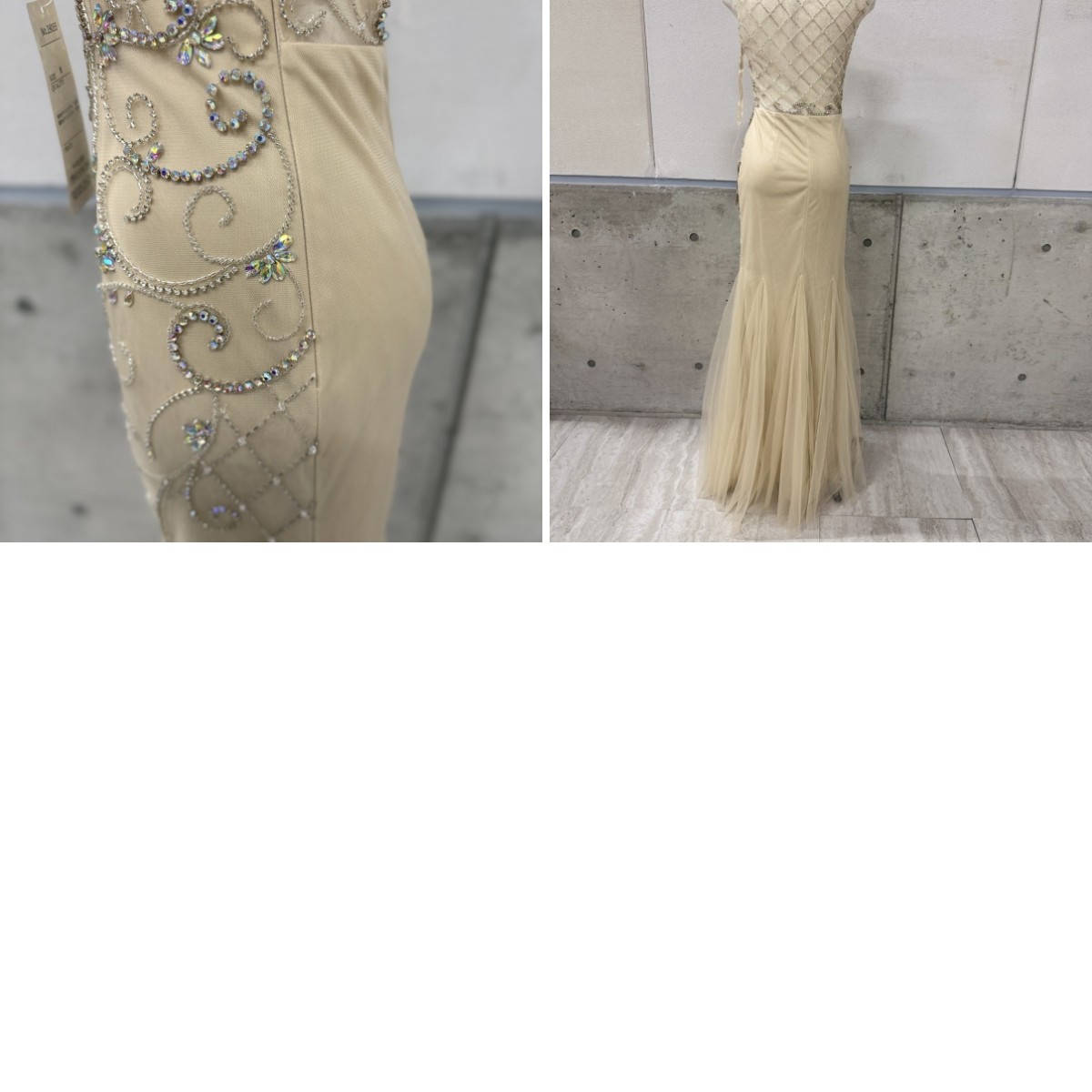 Z04213 【直接引取可】LuxeStyle 19055 S シアーダマスク 格子ビジュー チュール マーメイド ロングドレス キャバドレス タグ付（7/10）