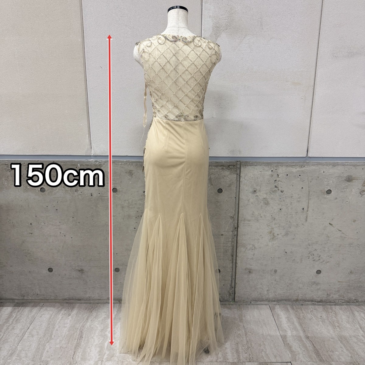 Z04213 【直接引取可】LuxeStyle 19055 S シアーダマスク 格子ビジュー チュール マーメイド ロングドレス キャバドレス タグ付（9/10）