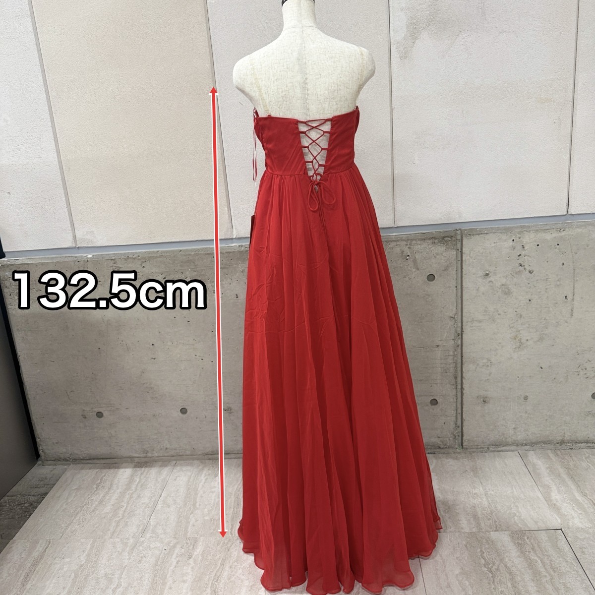 Z04215 【直接引取可】Luxe Style リュクススタイル 51502 ロングドレス L レッド ビジュー Aライン キャバドレス パーティードレス（5/9）