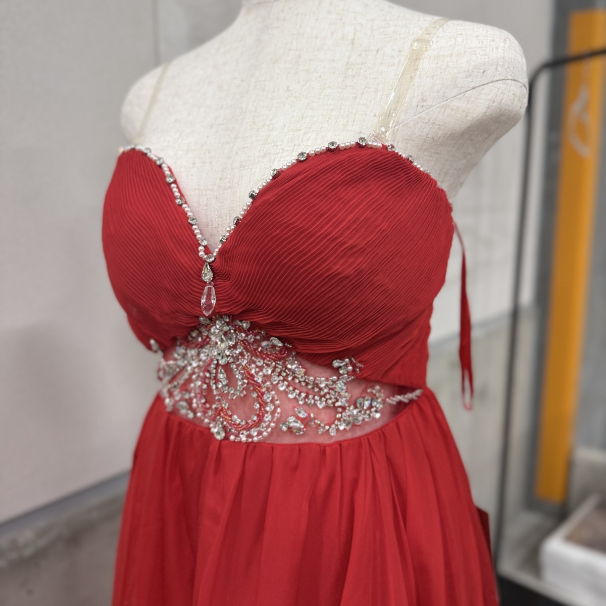 Z04215 【直接引取可】Luxe Style リュクススタイル 51502 ロングドレス L レッド ビジュー Aライン キャバドレス パーティードレス（9/9）