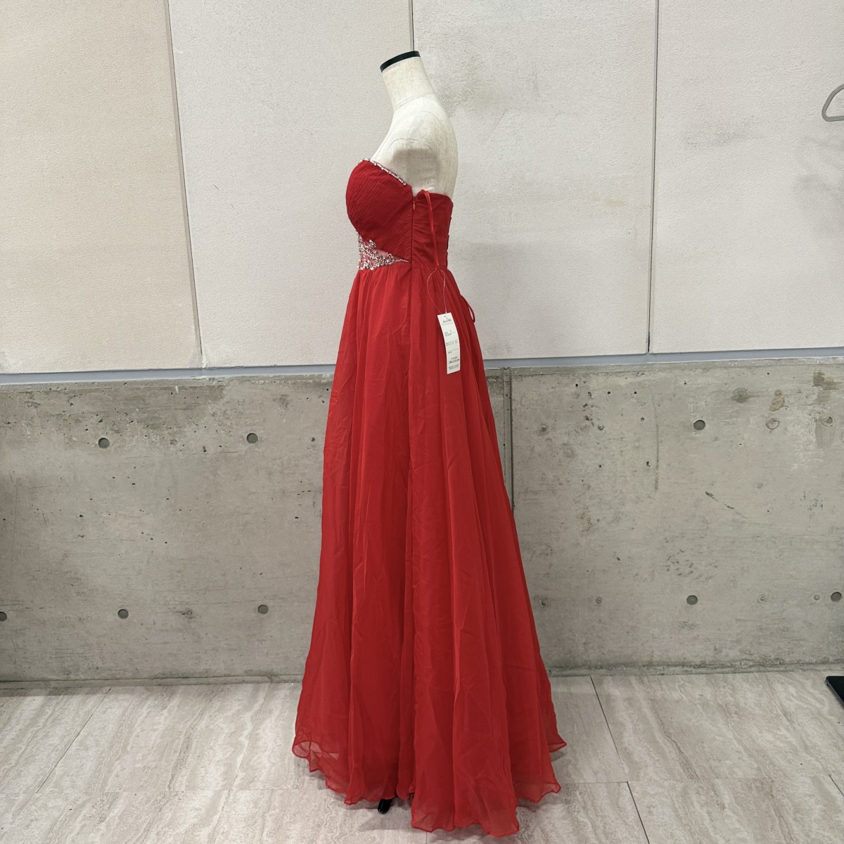 Z04216 【直接引取可】Luxe Style リュクススタイル 51502 ロングドレス S レッド ビジュー シフォン Aライン キャバドレス（8/8）