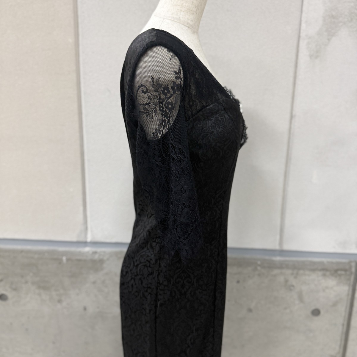 Z04220 【直接引取可】Luxe Style リュクススタイル 51305 L キャバドレス ロング ワンショルダー 総レース ブラック 黒 チョーカー付（4/10）