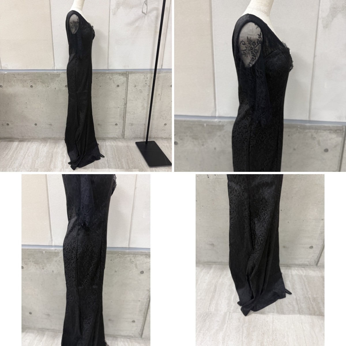 Z04221 【直接引取可】Luxe Style リュクススタイル 51305 XL キャバドレス ロング ワンショルダー 総レース ブラック 黒 チョーカー付（3/8）