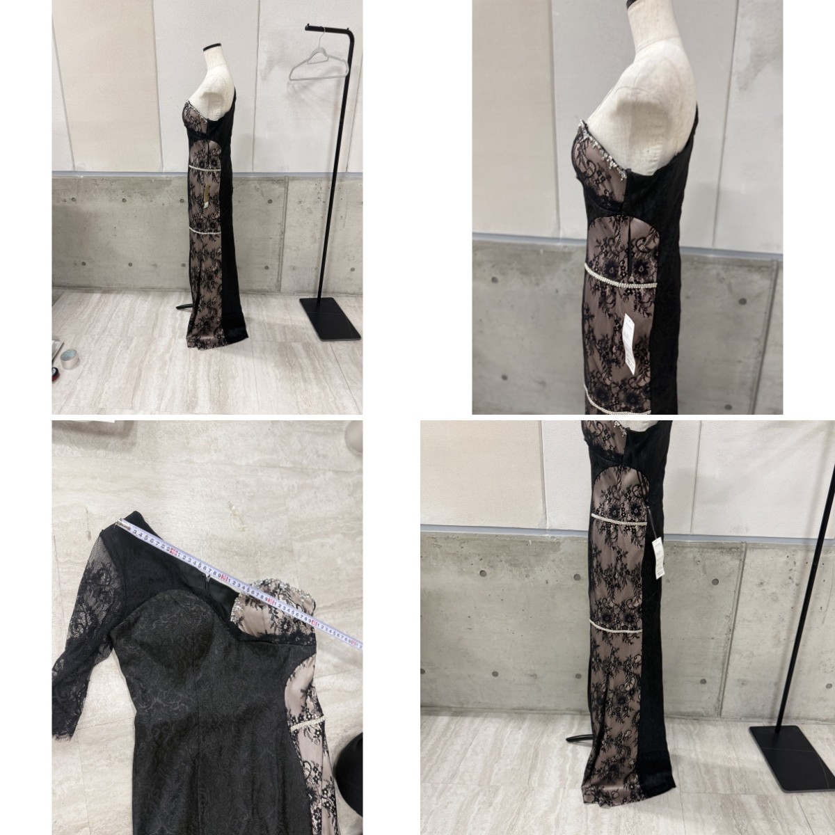 Z04221 【直接引取可】Luxe Style リュクススタイル 51305 XL キャバドレス ロング ワンショルダー 総レース ブラック 黒 チョーカー付（7/8）