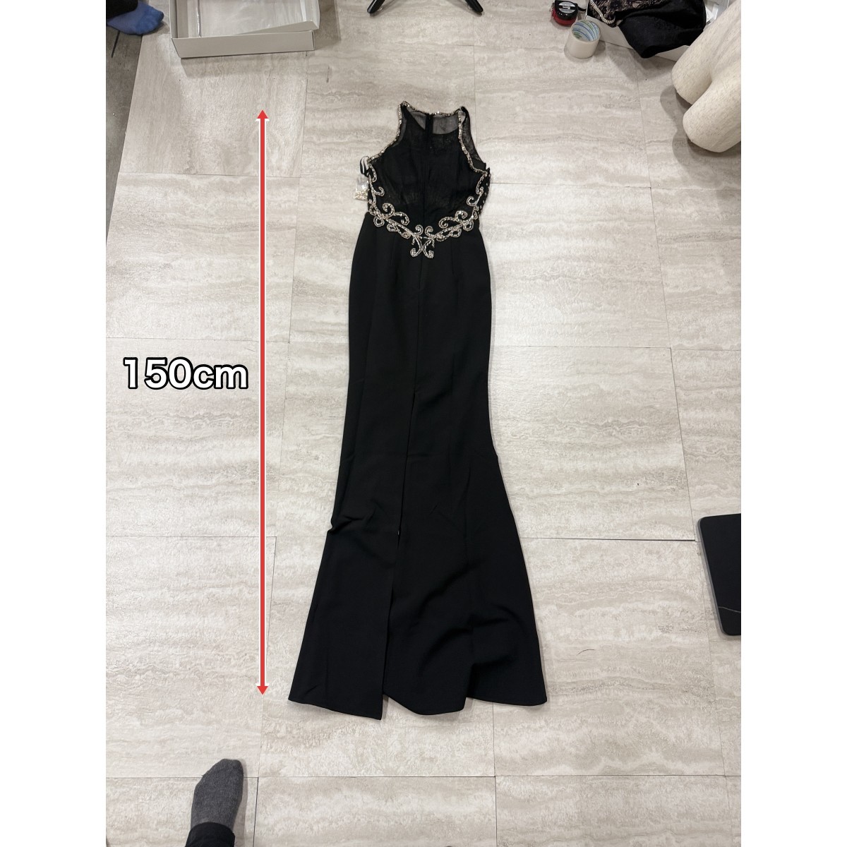 Z04223【直接引取可】LuxeStyle リュクススタイル 19044 S キャバドレス ロングドレス マーメイド アメスリ シアー ビジュー刺繍 スリット（7/10）