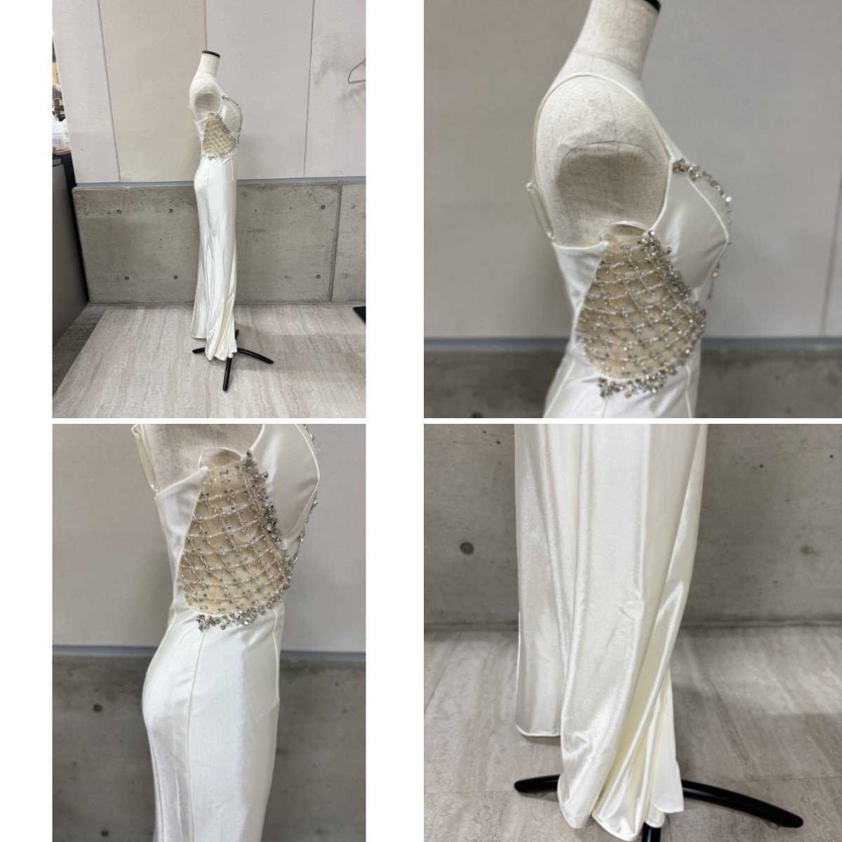 Z04226【直接引取可】LuxeStyle リュクススタイル 19046 S ホワイト キャバドレス ロングドレス ビジュー サイドシアー スリット タイト（5/9）