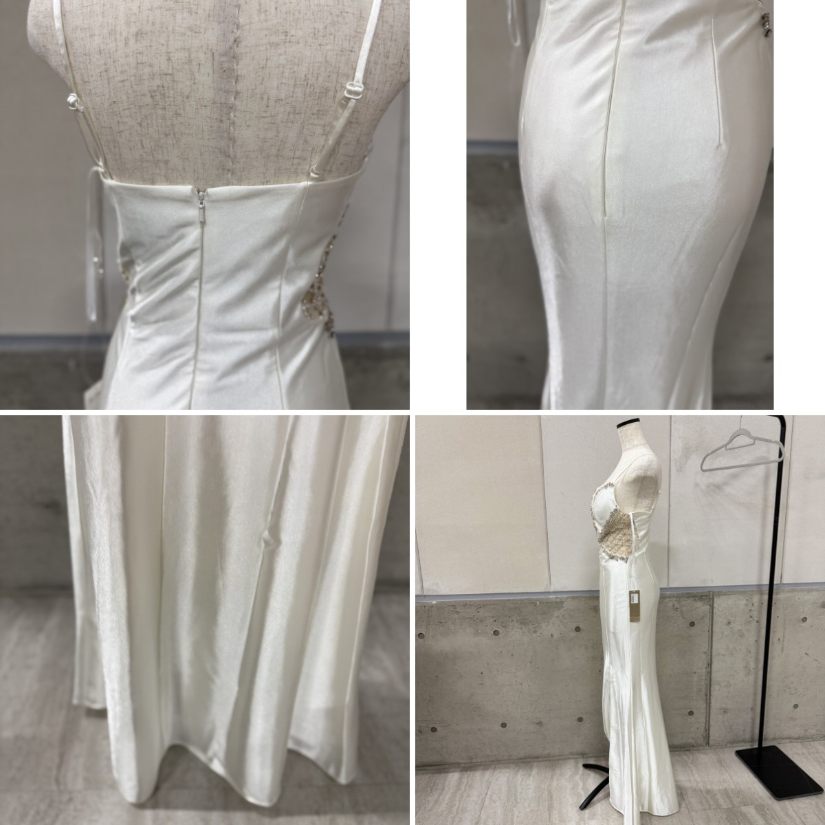Z04226【直接引取可】LuxeStyle リュクススタイル 19046 S ホワイト キャバドレス ロングドレス ビジュー サイドシアー スリット タイト（7/9）