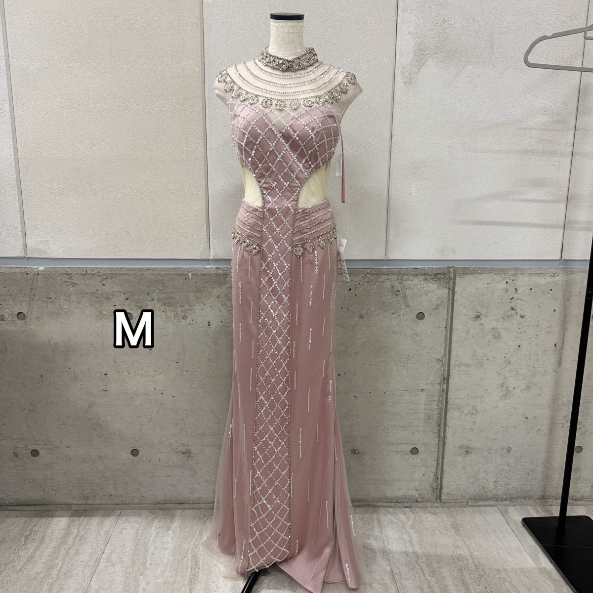 Z04230【直接引取可】未使用 Luxe Style リュクススタイル 19011 M ピンク ロングドレス キャバドレス シアーレース スパンコール ビジュー