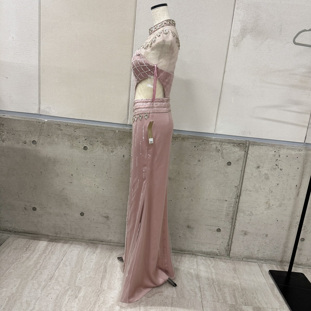 Z04230【直接引取可】未使用 Luxe Style リュクススタイル 19011 M ピンク ロングドレス キャバドレス シアーレース スパンコール ビジュー（4/10）