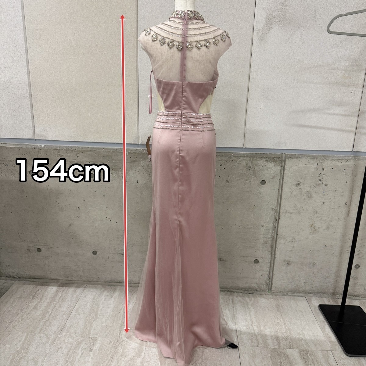 Z04230【直接引取可】未使用 Luxe Style リュクススタイル 19011 M ピンク ロングドレス キャバドレス シアーレース スパンコール ビジュー（6/10）