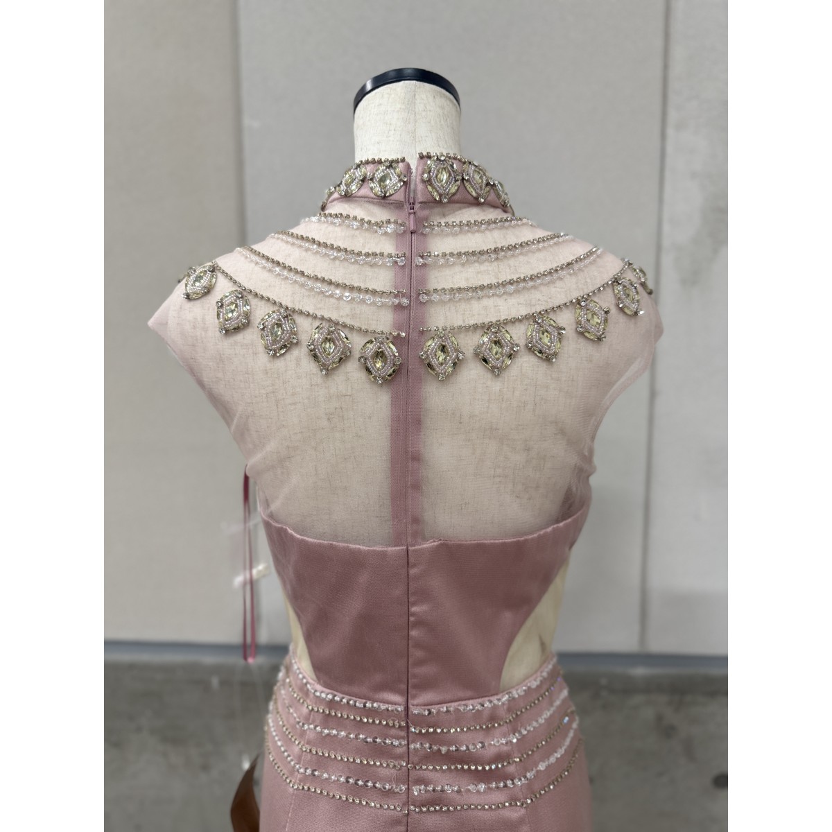 Z04230【直接引取可】未使用 Luxe Style リュクススタイル 19011 M ピンク ロングドレス キャバドレス シアーレース スパンコール ビジュー（7/10）