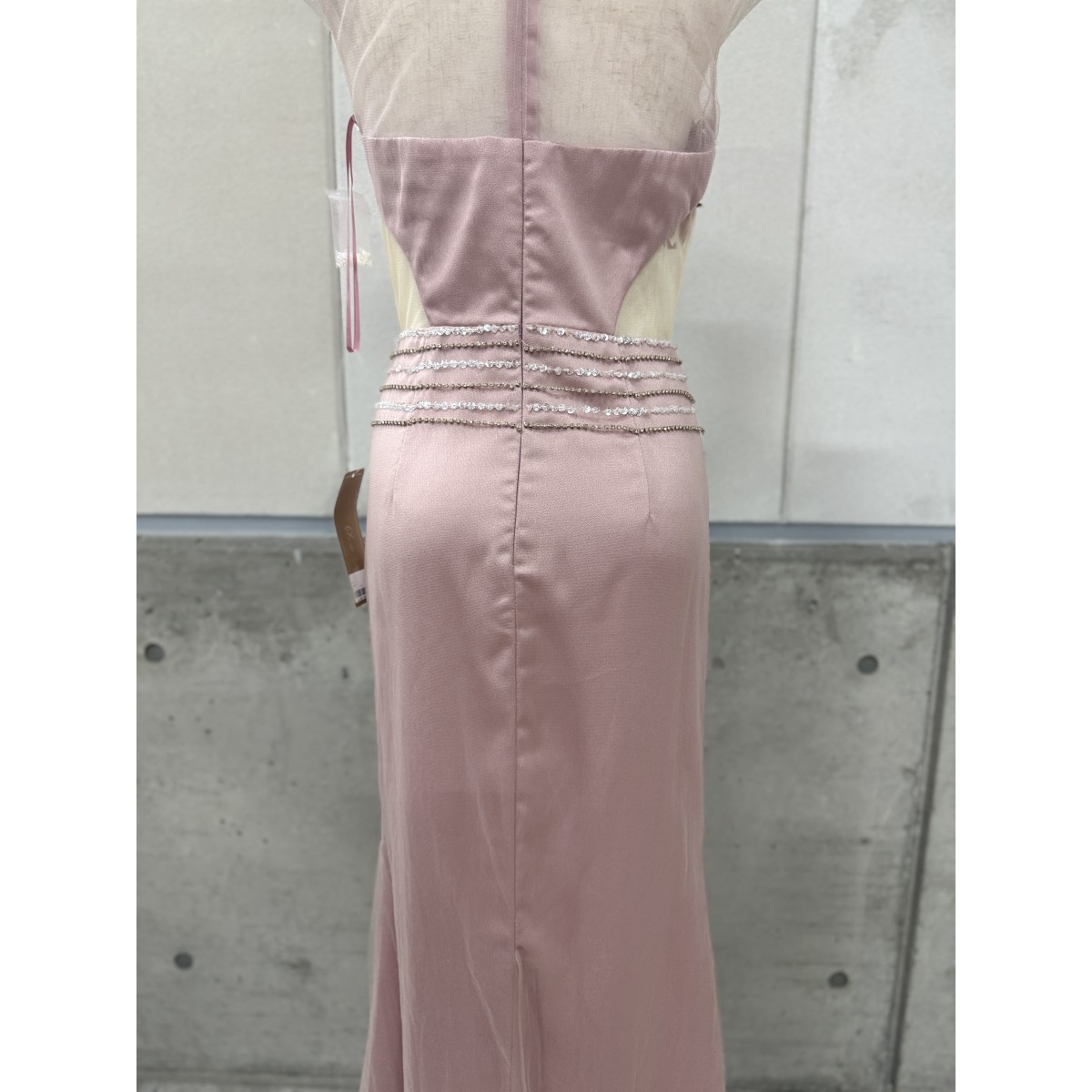 Z04230【直接引取可】未使用 Luxe Style リュクススタイル 19011 M ピンク ロングドレス キャバドレス シアーレース スパンコール ビジュー（8/10）