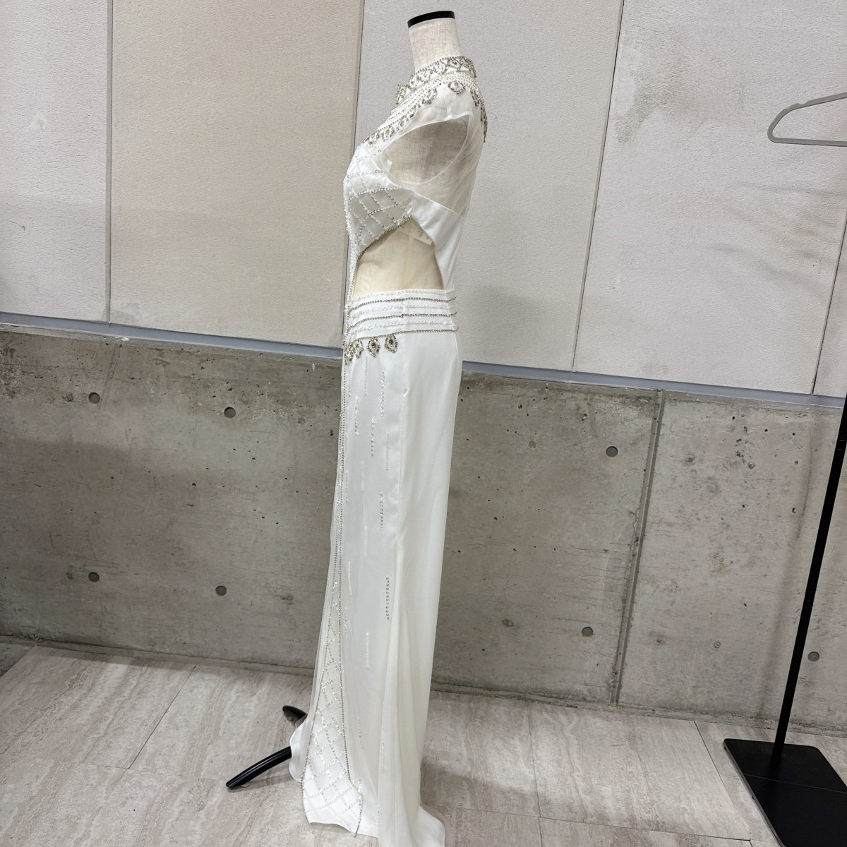 Z04231 【直接引取可】Luxe Style リュクススタイル 19011 L ホワイト ロングドレス キャバドレス スパンコール刺繍 シアーレース ビジュー（3/10）