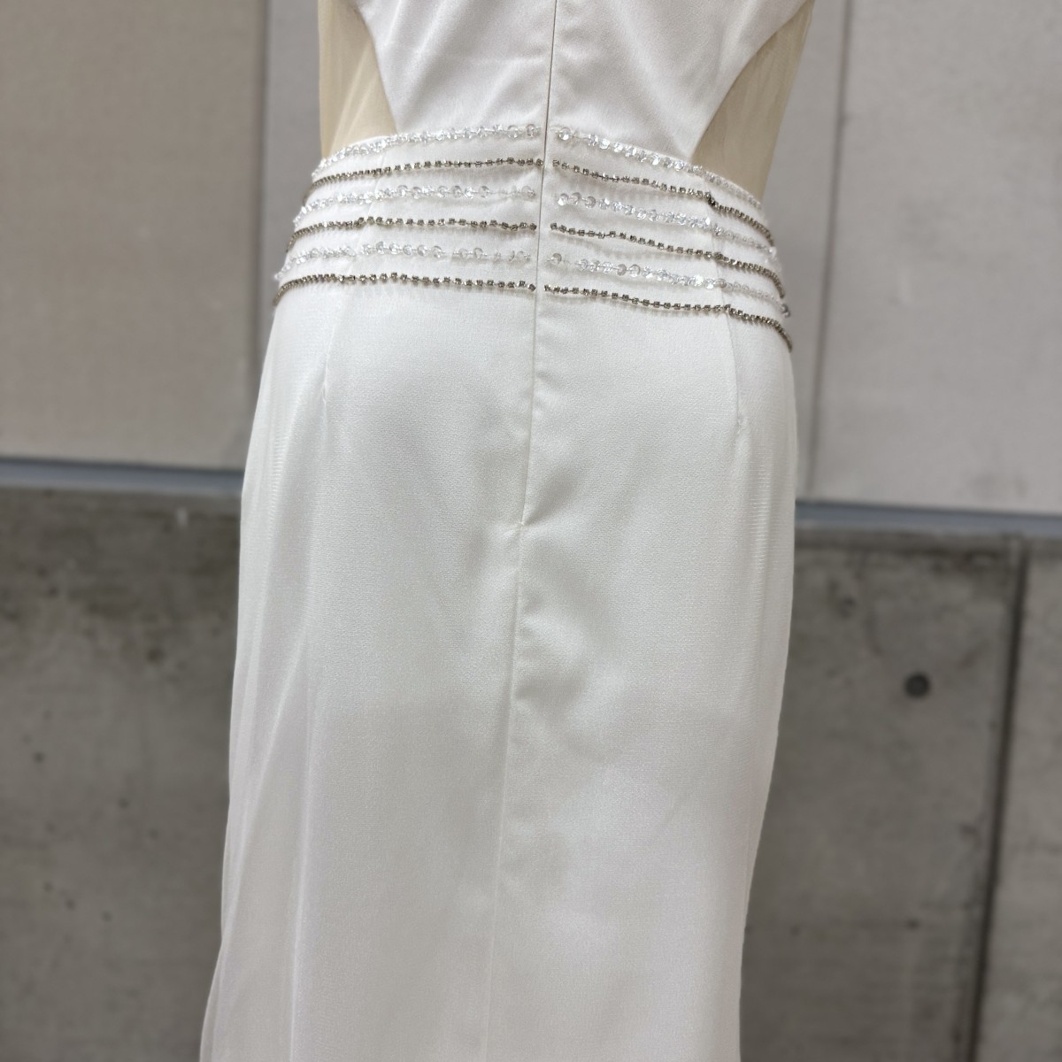 Z04231 【直接引取可】Luxe Style リュクススタイル 19011 L ホワイト ロングドレス キャバドレス スパンコール刺繍 シアーレース ビジュー（5/10）