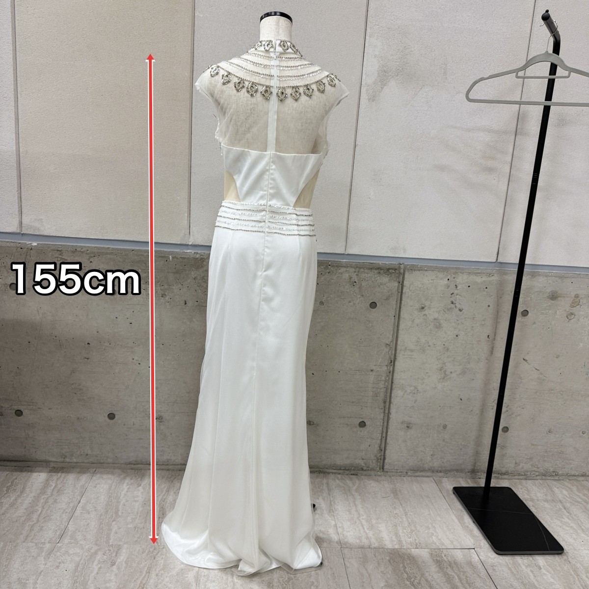 Z04231 【直接引取可】Luxe Style リュクススタイル 19011 L ホワイト ロングドレス キャバドレス スパンコール刺繍 シアーレース ビジュー（6/10）