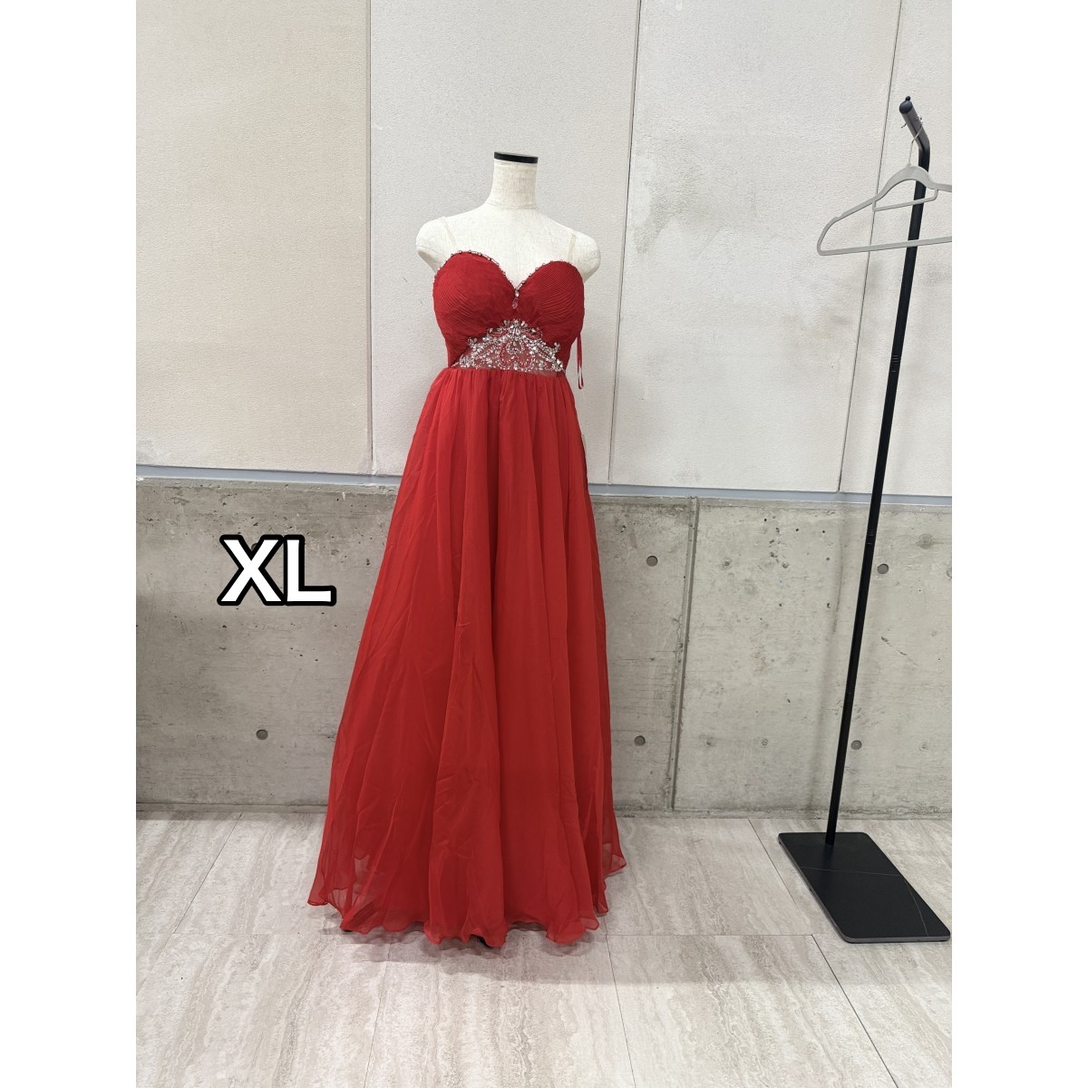 Z04233【直接引取可】Luxe Style リュクススタイル 51502 XL 赤 キャバドレス ロングドレス Aライン シフォン ビジュー レッド