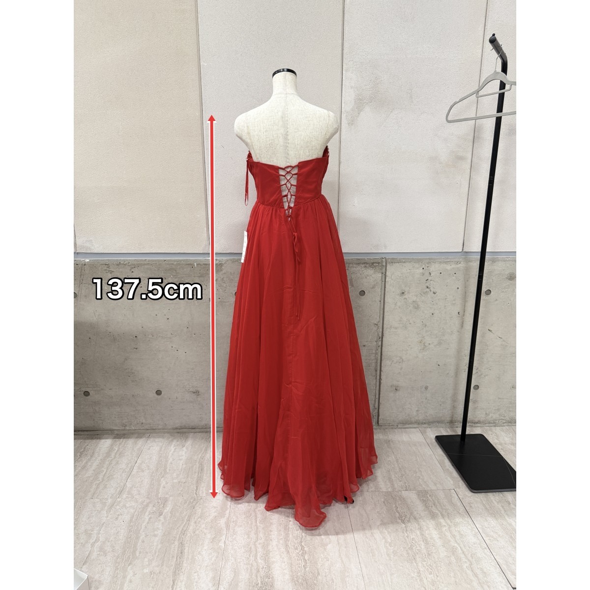 Z04233【直接引取可】Luxe Style リュクススタイル 51502 XL 赤 キャバドレス ロングドレス Aライン シフォン ビジュー レッド（4/7）