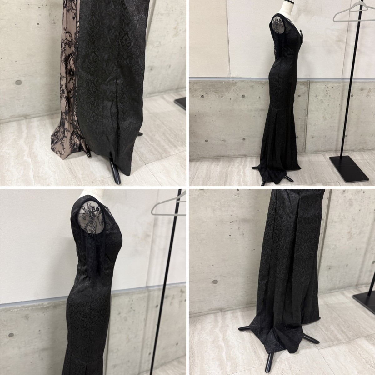Z04234【直接引取可】LuxeStyle 51305 M ブラック レース ワンショルダー ロングドレス キャバドレス ビジュー タグ付（9/10）