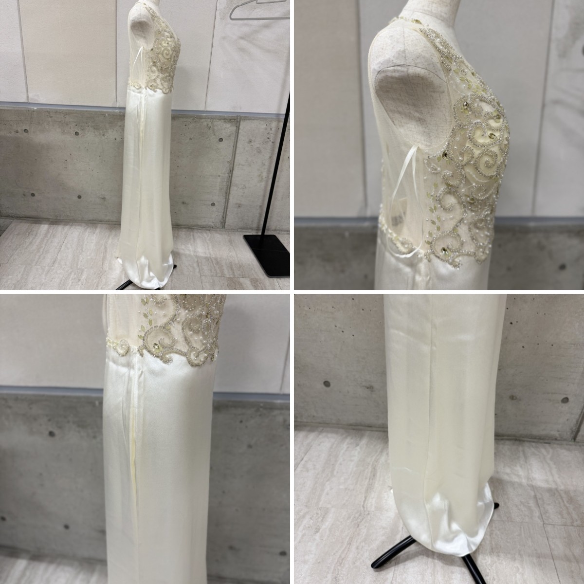 Z04237【直接引取可】OKONOGI 18006 ロングドレス XL 白 アイボリー ビジュー パーティー キャバ イブニングドレス タグ付き（3/10）