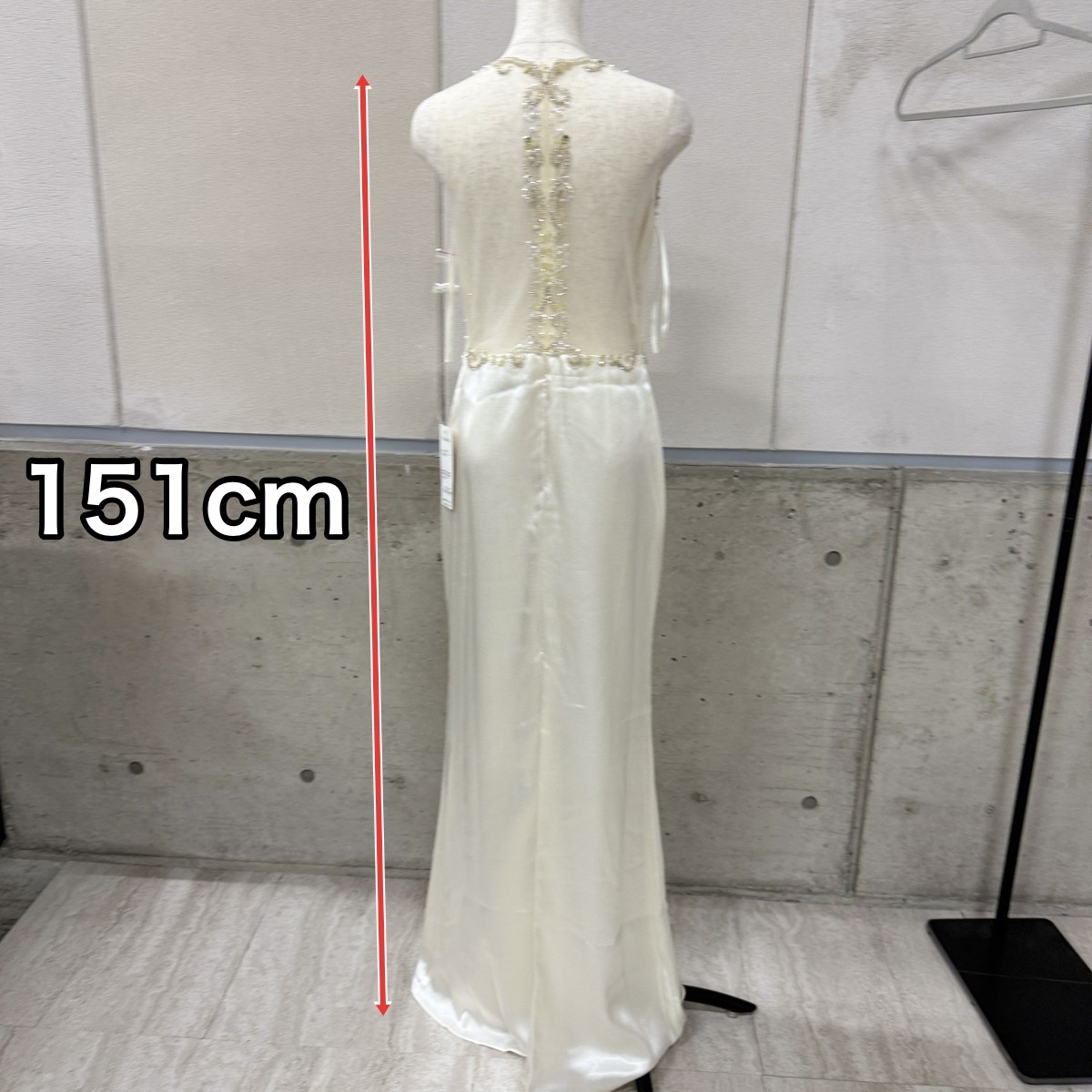 Z04237【直接引取可】OKONOGI 18006 ロングドレス XL 白 アイボリー ビジュー パーティー キャバ イブニングドレス タグ付き（4/10）