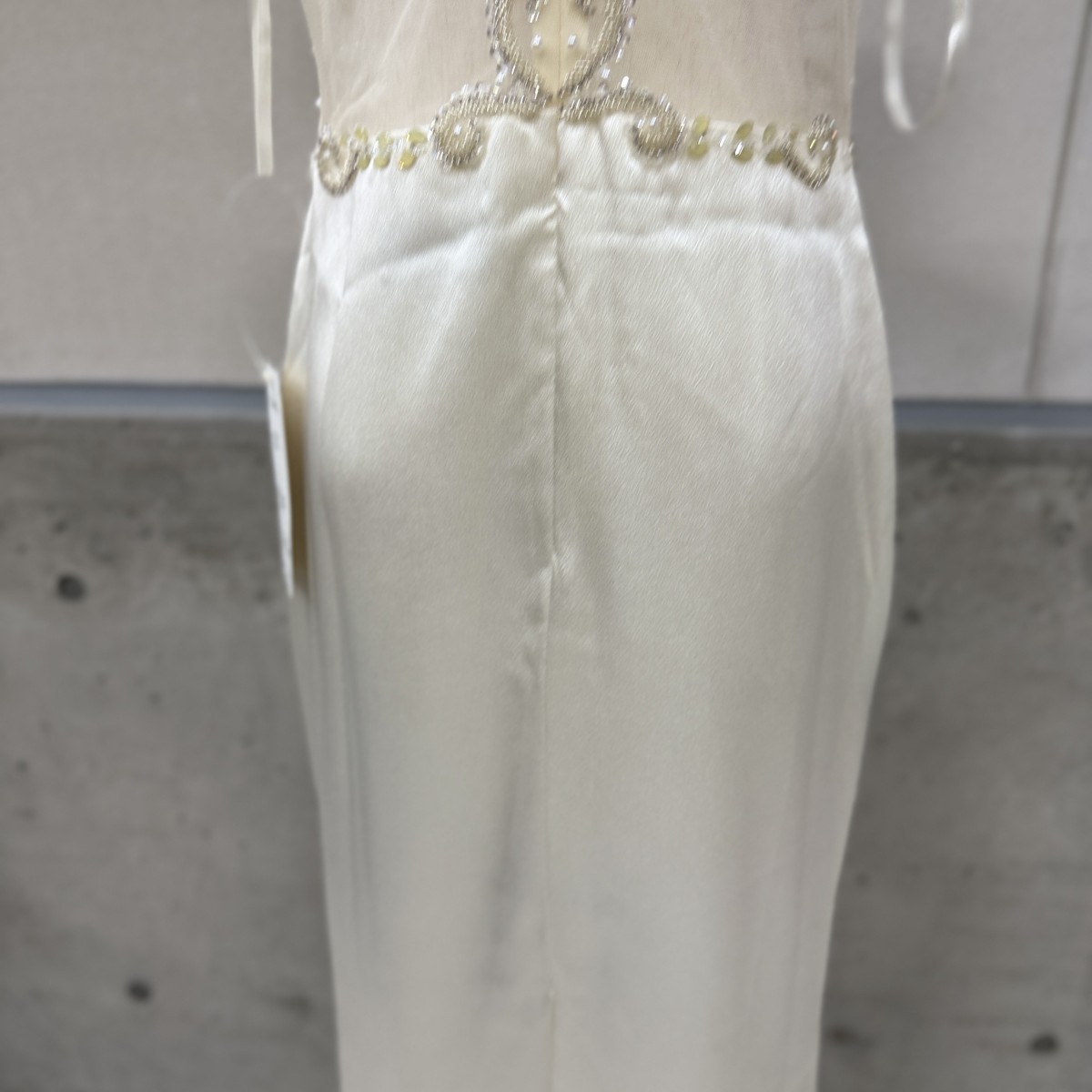 Z04237【直接引取可】OKONOGI 18006 ロングドレス XL 白 アイボリー ビジュー パーティー キャバ イブニングドレス タグ付き（5/10）