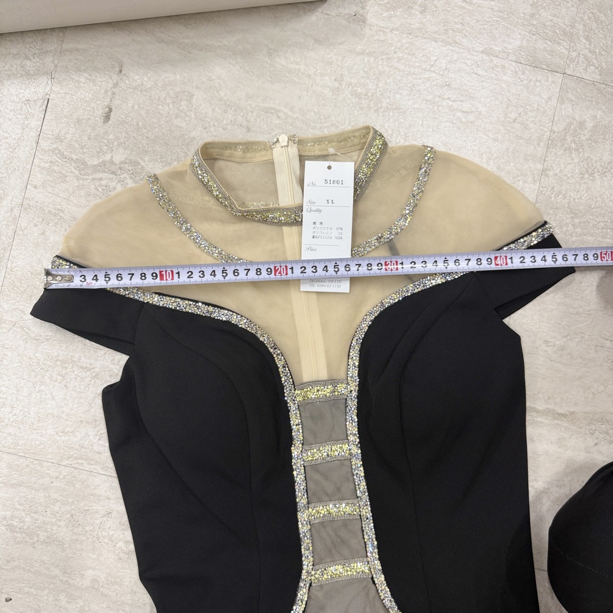 Z04238【直接引取可】LuxeStyle リュクススタイル 51801 ロングドレス XL 黒 ビジュー オフショル シースルー キャバドレス タグ付き（10/10）