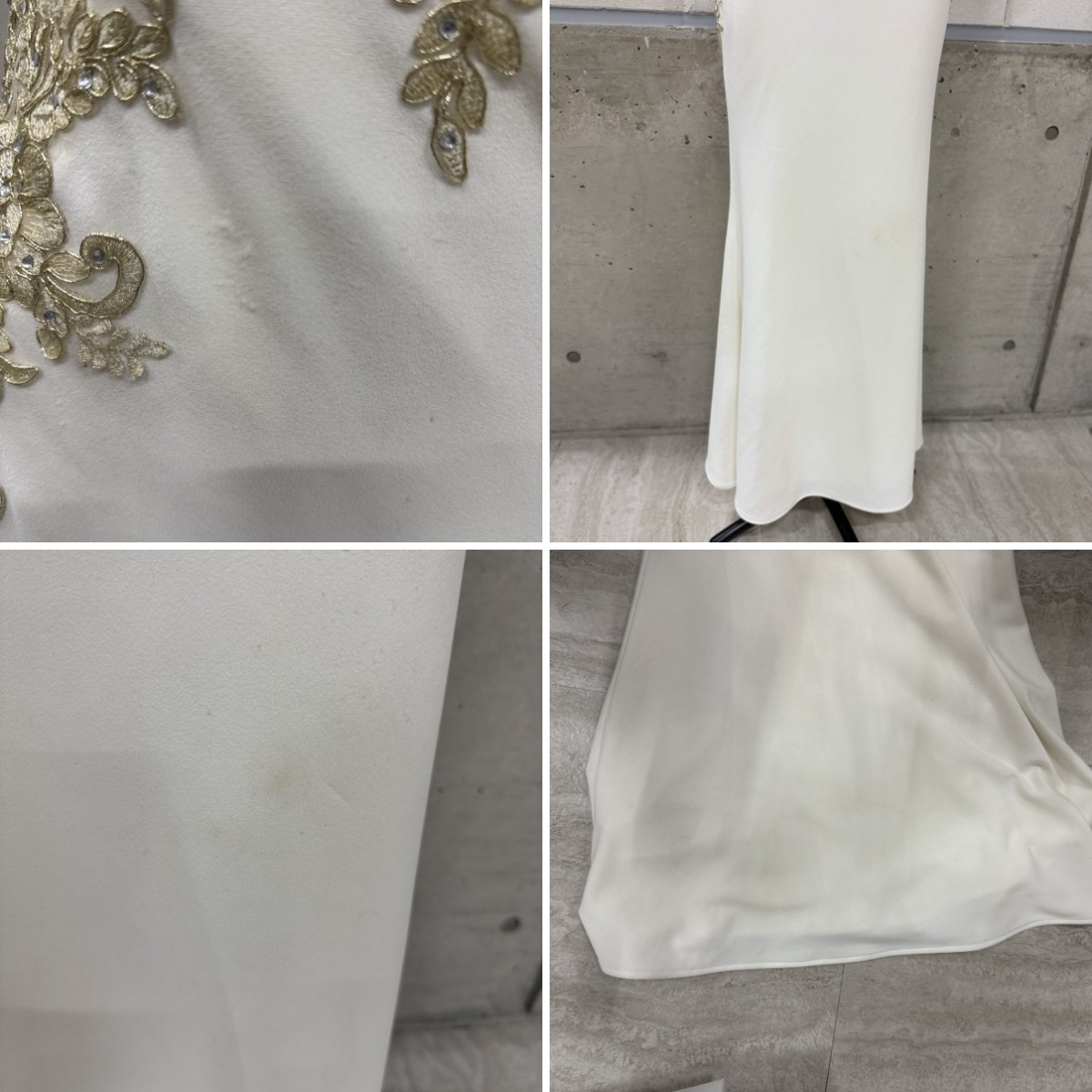 Z04240【直接引取可】LuxeStyle リュクススタイル ロングドレス M 白 ゴールド レース ビジュー 刺繍 編み上げ キャバドレス（4/9）