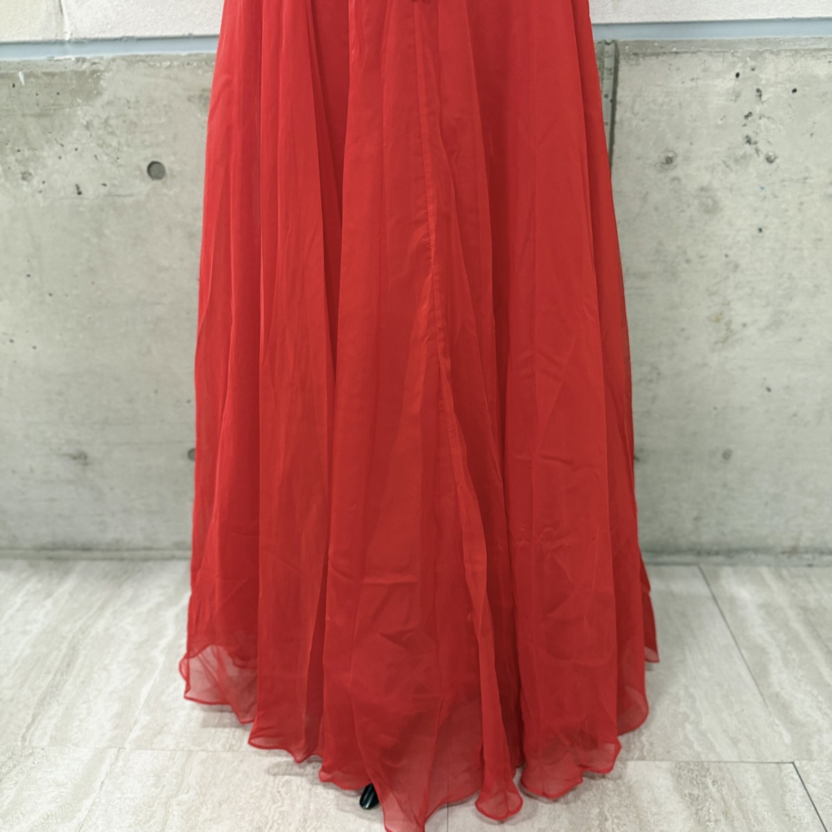 Z04261　LuxeStyle　リュクススタイル　51502　ロングドレス　M　レッド　ビジュー　シフォン　Aライン　キャバドレス　赤　バースデー（7/9）