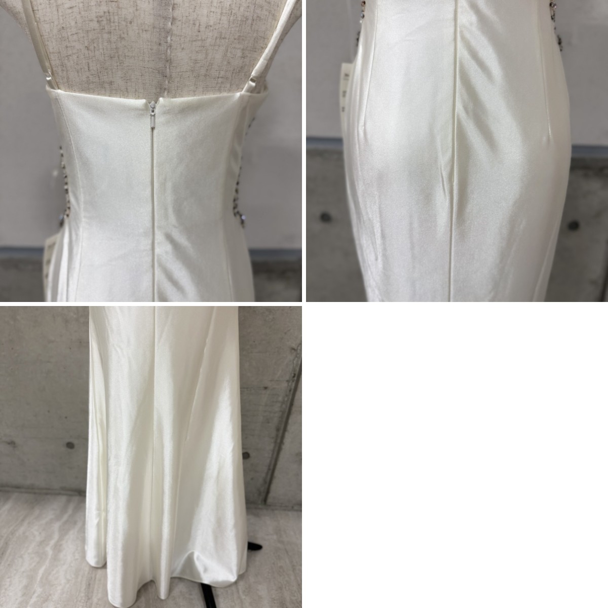 Z04263 【直接引取可】LuxeStyle リュクススタイル 19046 M キャバドレス ロングドレス アイボリー ビジュー サイドシアー タイト Vネック（6/10）