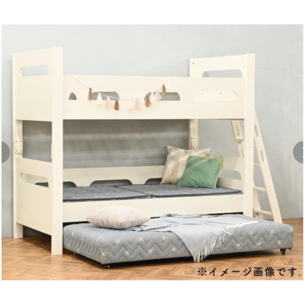 C04294 【直接引取可】 光製作所 HIKARI SUNDESK ガレット 2段ベッド ウォールナット 木製 分割式 ロフトベッド 桐すのこ ハシゴ付（9/10）